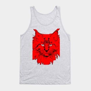 cat Maine Coon in red background Tank Top